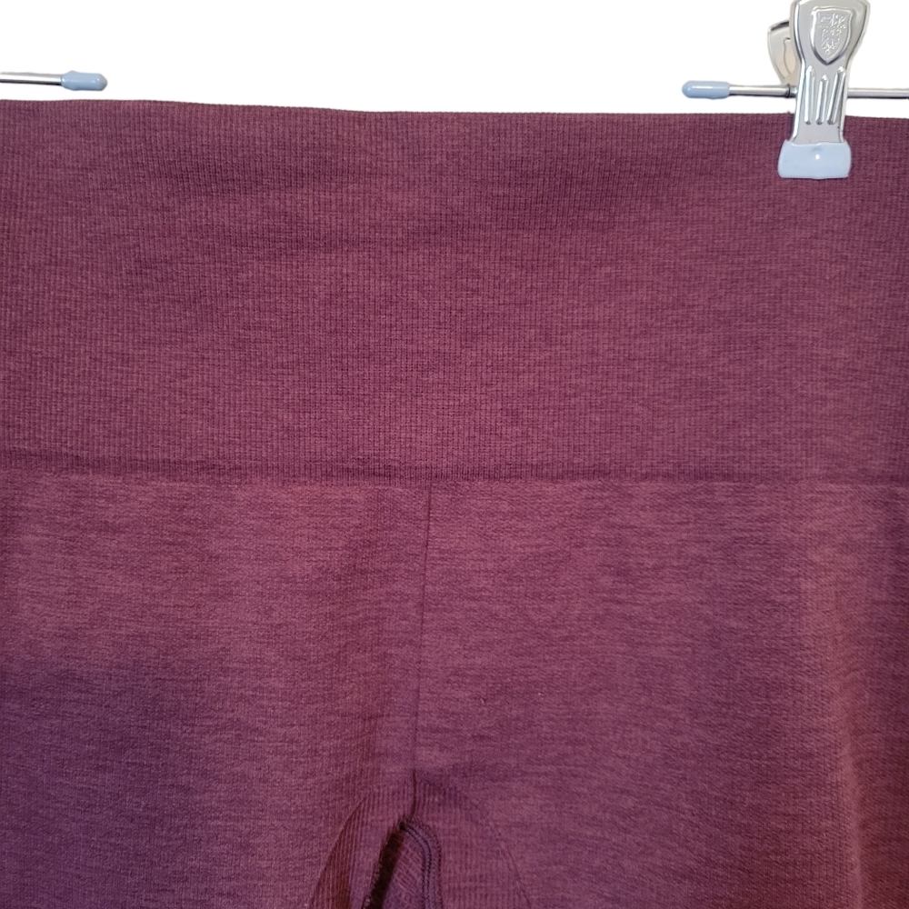 ​Lululemon Flow and Go Ruched Crop Leggings Mulberry Heathered Burgundy Size 10 - Picture 6 of 7
